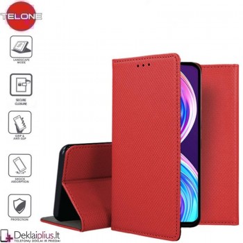 Telone atverčiamas dėklas - raudonas (telefonams Realme 8/8 Pro)